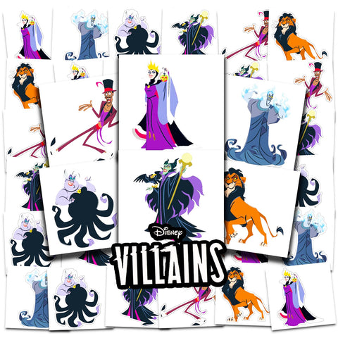 Disney Villains Tattoos Party Favors Bundle ~ 72 Perforated Individual 2" x 2" Villains Temporary Tattoos for Kids Boys Girls (Disney Villains Party Supplies)