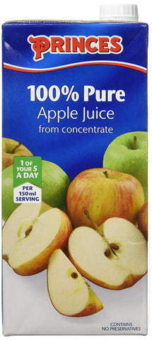 Princes 100% Pure Apple Juice from Concentrate 1 Litre x Case of 12