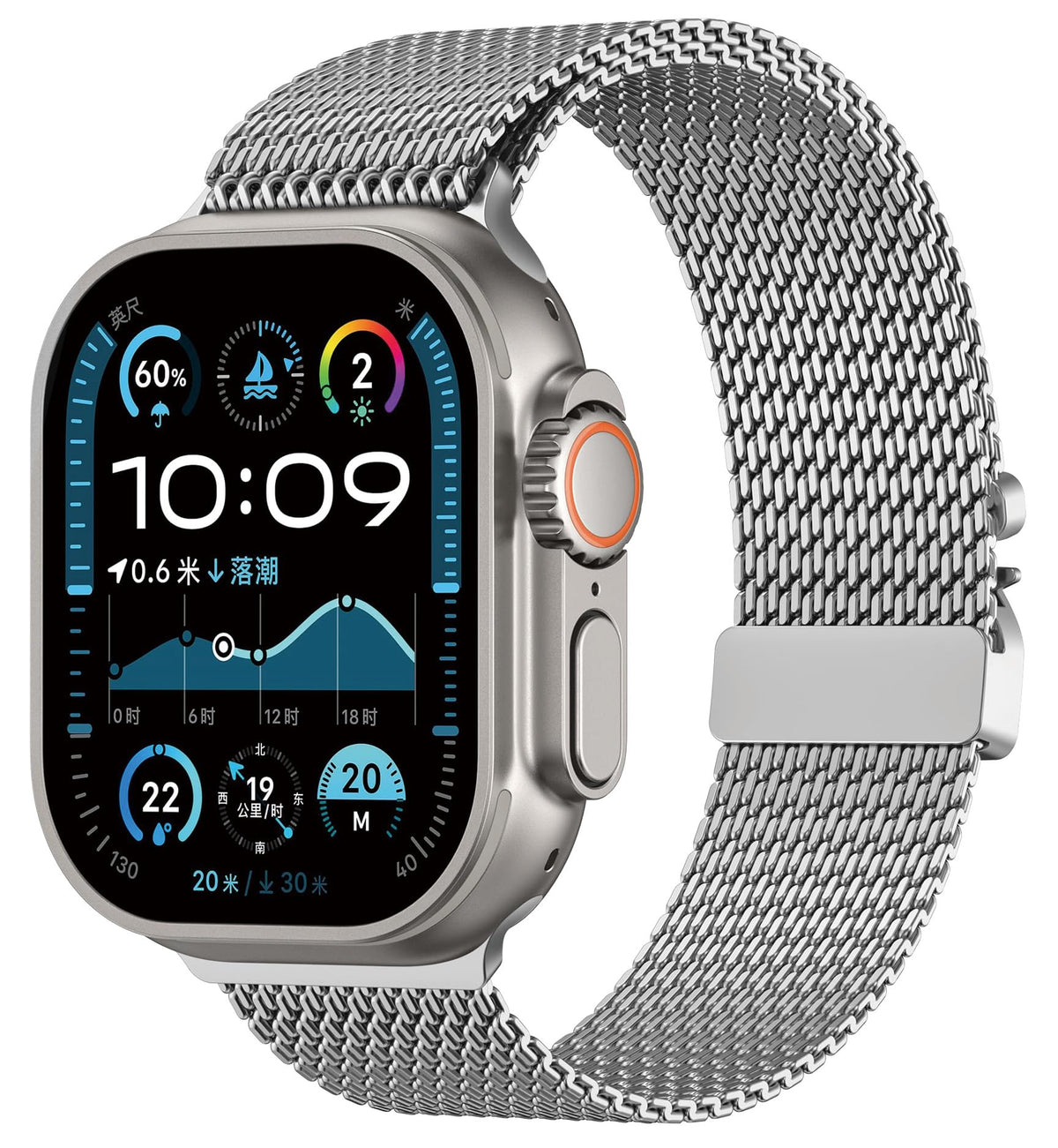 Milanese Mesh Loop Compatible for Apple Watch Ultra 2 Band 49mm 46mm 45mm 44mm Men Women, Breathable Replacement Band with Adjustable Parachute-style Buckle for iWatch SE/Series 10/9/8/7/6/5/4,Ultra/2