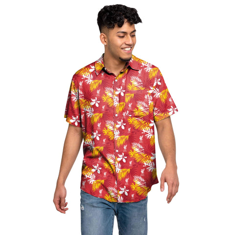 FOCO Official Fulham FC Men's Football Floral Tropical Beach Short Sleeve Shirt Medium Black