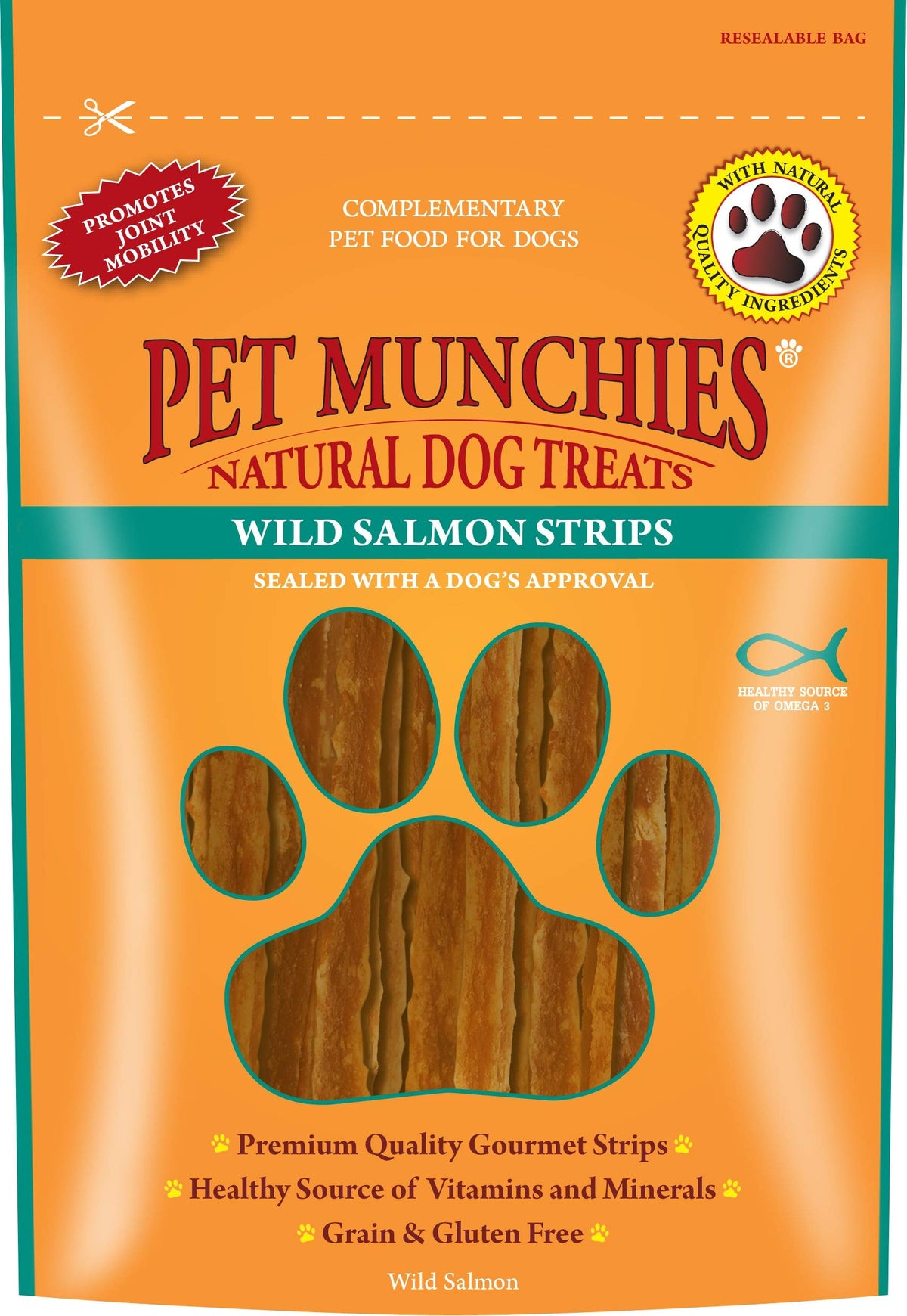 Pet Munchies Wild Salmon Strips Dog Treats, Premium Grain Free Dog Chews with Natural Real Meat 80g (Pack of 8)