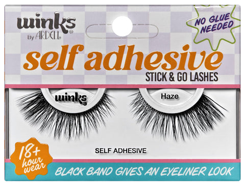 Ardell Winks Self Adhesive Lashes, Haze, Easy-to-Apply, Lightweight, Full-Volume Flare, No Glue Needed, 1-pair