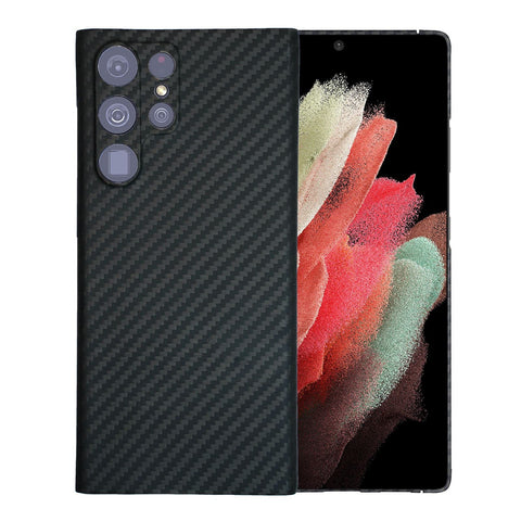 Sisyphy Super Slim Case for Samsung Galaxy S22 Ultra 6.8", Real Aramid Fiber Protective Cover Skin, Soft Touch Sturdy Durable Carbon Case, Snap-on Back Cover Wireless Charging Friendly