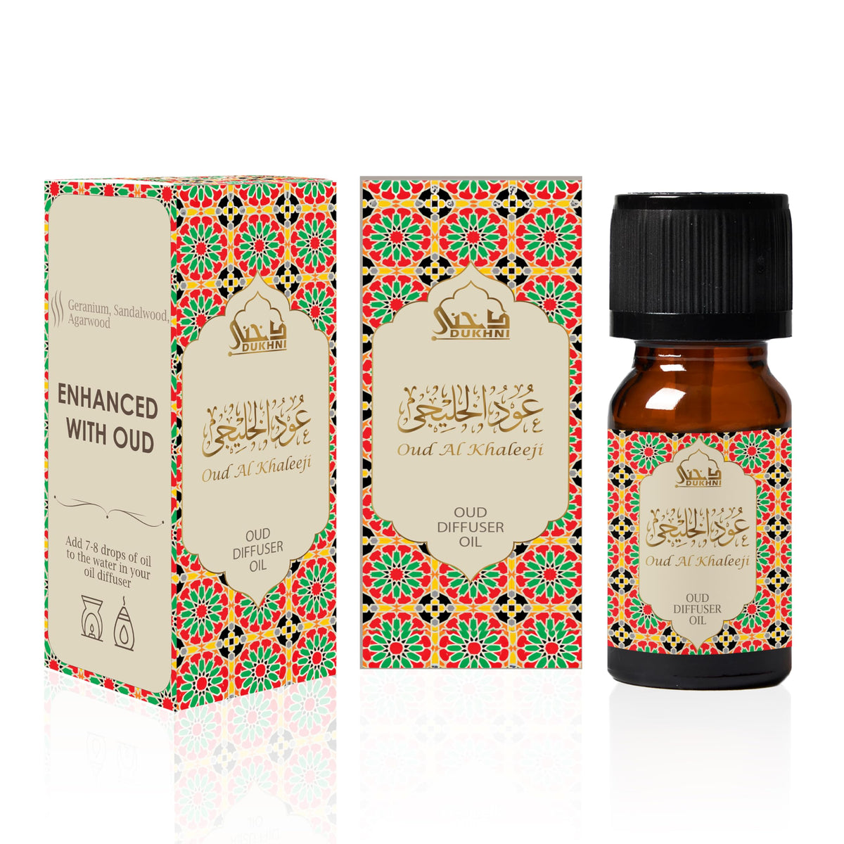 Oud Diffuser Oil, Oud Al Khaleeji by Dukhni | 3 x 10ml Arabic Oil for Diffuser & humidifier | 100% Pure Halal, Oudh Essential Oil Blend | Relax with Home Aromatherapy, for Relaxation & Massage