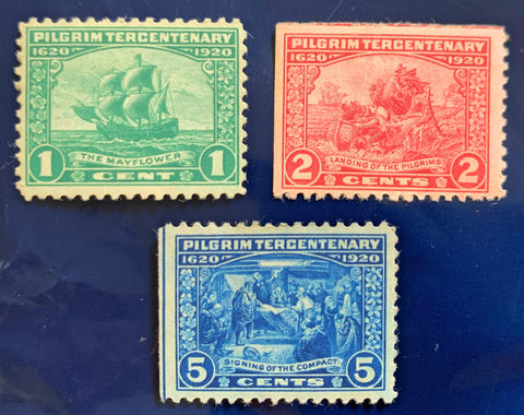 US Stamp 1920 Pilgrim Tercentenary 3 Stamp Set #548-50