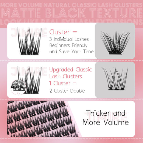Natural Lash Clusters Wispy Cluster Eyelash Extensions 9-12MM Volume Individual Lashes 132Pcs CC Curl Classic Eyelash Clusters Soft Lash Extensions Easy to Apply for Beginners by JIMIRE