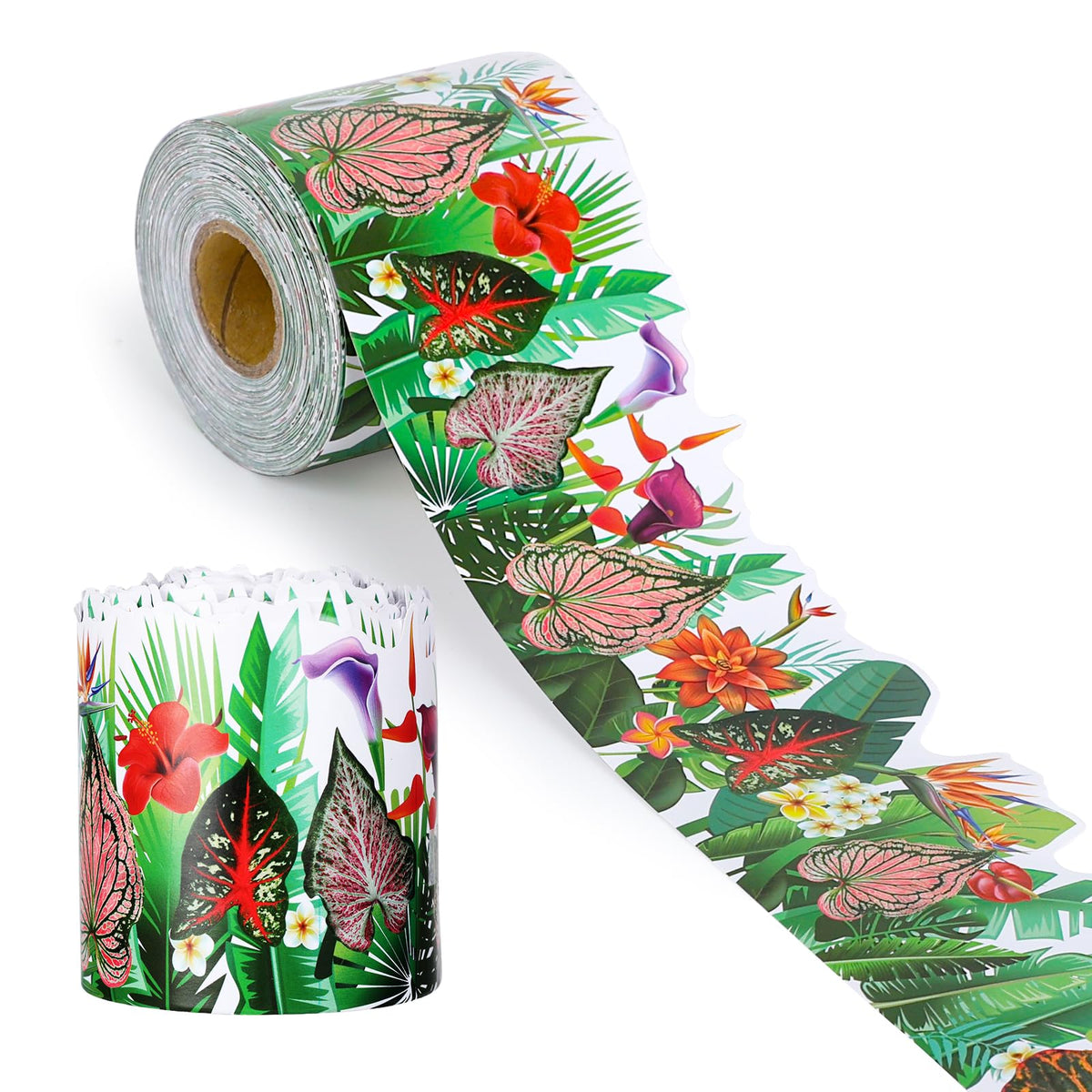 68.9 Ft Tropical Palm Leaves Board Border Decorations Tropical Flower Bulletin Board Borders Trim Greenery Plant Tropical Leaves Bulletin Board Trim for Tropical Jungle Classroom Home Office Decor