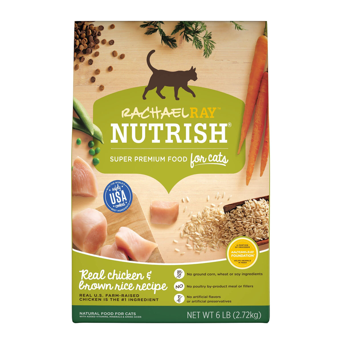Rachael Ray Nutrish Premium Natural Dry Cat Food, Chicken & Brown Rice Recipe, 6 Pounds