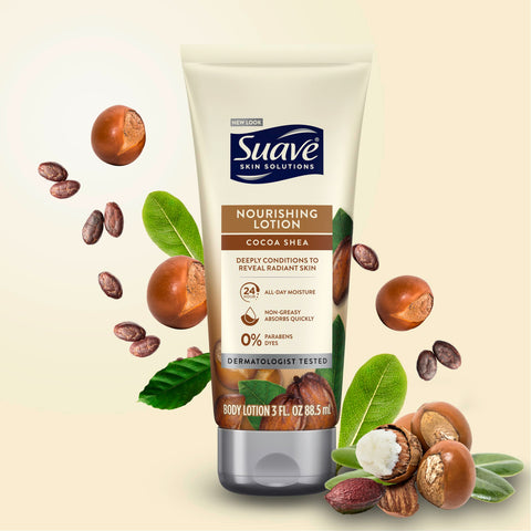 Suave Body Lotion Set - Nourishing Cocoa Shea Moisturizing Lotion, Cocoa Butter Lotion for Extremely Dry Skin, Travel Size & Full-Size (2 Piece Set)