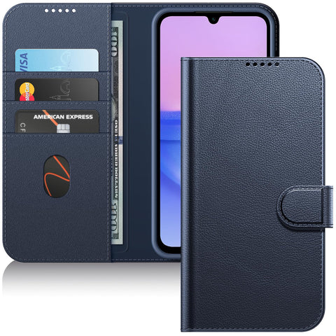 JETech Wallet Case for Samsung Galaxy A15 5G / 4G 6.5-Inch, Shockproof PU Leather Magnetic Flip Cover with Card Holder, Stand Feature and Full Camera Protection (Navy)