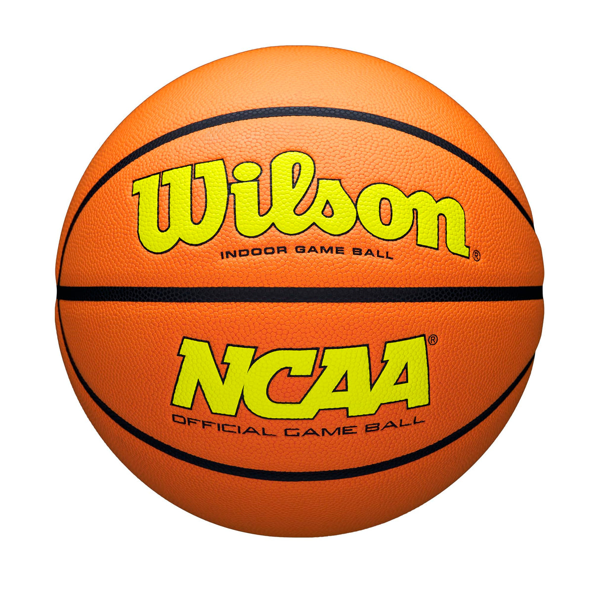 WILSON NCAA Evo NXT Official Indoor Game Basketball - Optic Yellow/Orange, Size 7-29.5"