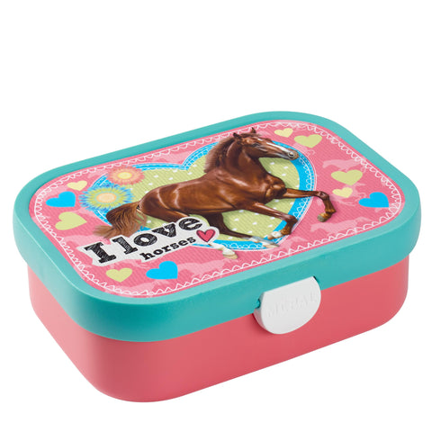 Mepal - Lunch Box Campus - Bento Lunch Box for Children - Lunch Box with Bento Compartment & Fork - Lunch Box with Clip Closure - BPA-Free & Dishwasher Safe - 750 ml - My Horse