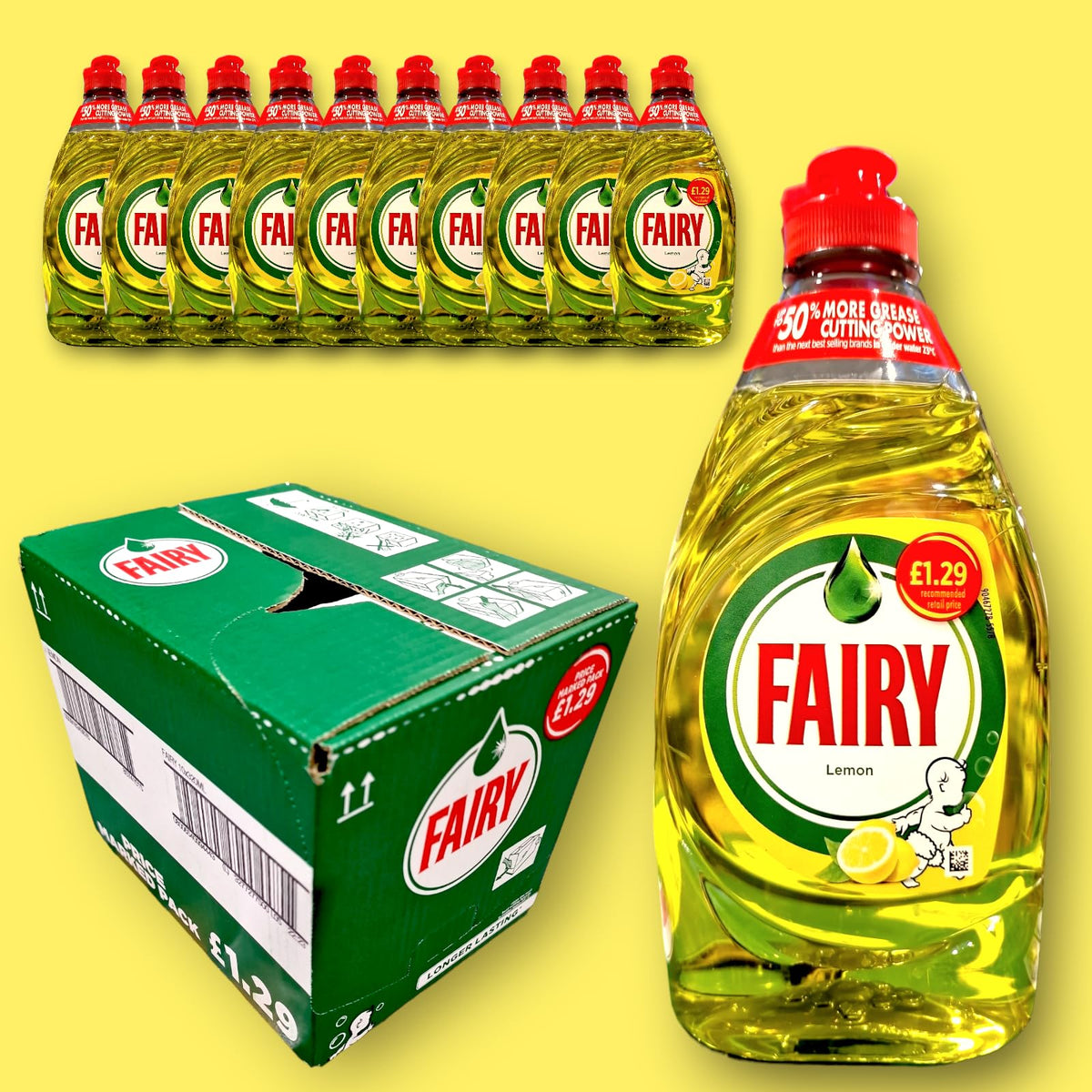 Fairy Washing Up Liquid 10 x 320ml Full Box (Lemon)