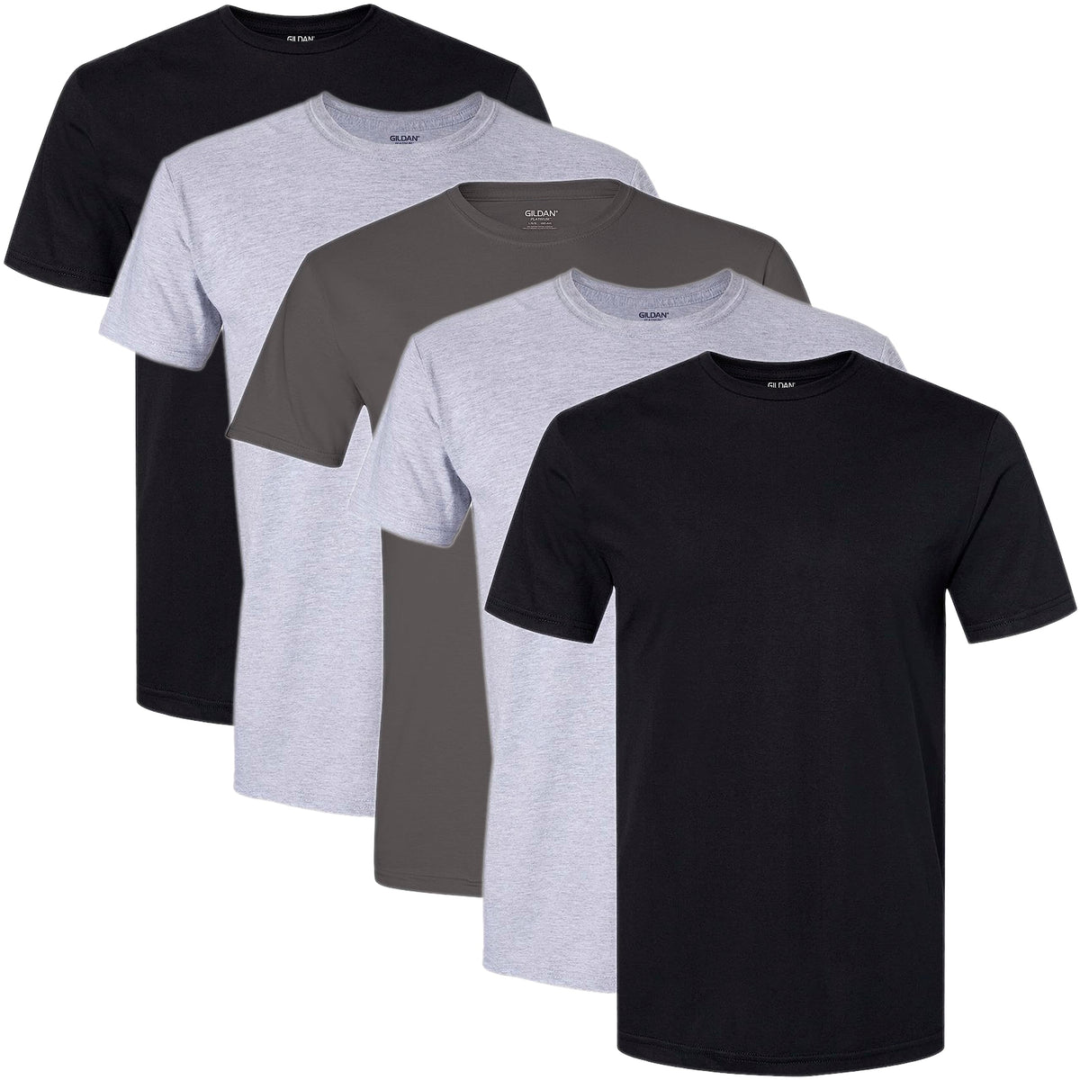 Gildan Men's Crew T-Shirts, Multipack, Style G1100, Assorted Black/Grey (4-Pack), XX-Large