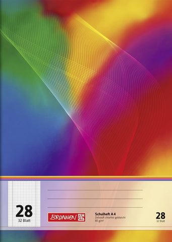 Brunnen - 104432802 School Notebook A4 5 mm Squared with Margin 32 Sheets Line Style 28)