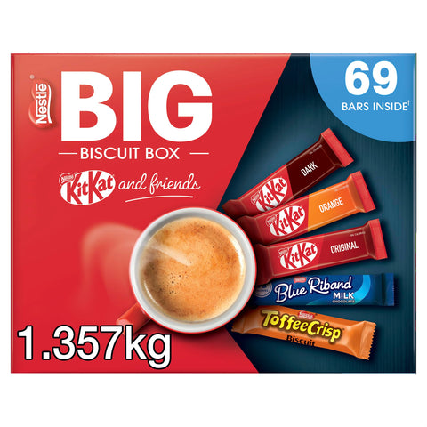 Nestle - Kitkat and Friends Big Biscuit Box | 69 x Chocolate Biscuit Bars - KitKat, Blue Riband, Toffee Crisp | Bulk Chocolate Box 1.357kg