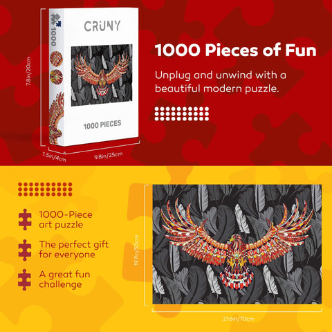 Cruny Puzzle for Adults 1000 Pieces - Jigsaw Puzzle 1000 Pieces Adult Ideal on a Puzzle Mat or Puzzle Board - Relaxing Adult Jigsaw Puzzles 1000 Pieces & Great 1000 Piece Puzzles for Adults (Eagle)