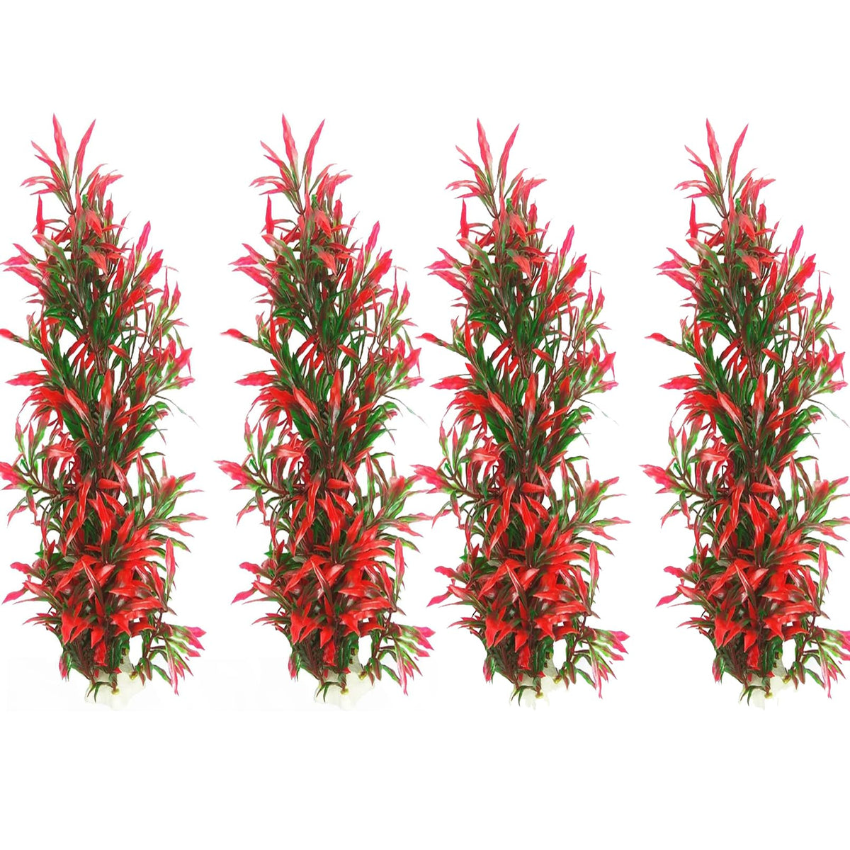 Tfwadmx Large Aquarium Plants 4 Pcs Artificial Seaweed Water Plants for Fish Tank Decor Plastic Plants for Aquarium Red About 12.5 Inch
