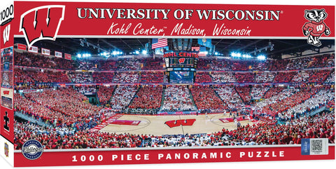 MasterPieces 1000 Piece Sports Jigsaw Puzzle - NCAA Wisconsin Badgers Basketball Panoramic - 13"x39"