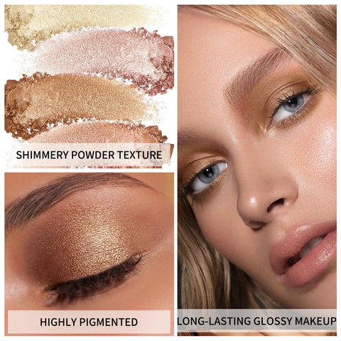 Boobeen Glitter Eyeshadow Palette, 5 Colors Highly Pigmented Eyeshadow Shimmer Powder, Glitter Highlighter Eye Shadow Makeup for Women, Creates Sparkling Metallic Finishes, Long-Lasting