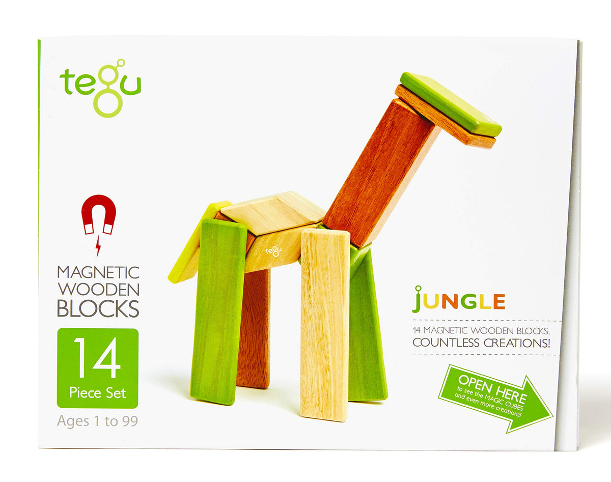 14 Piece Tegu Magnetic Wooden Block Set, Jungle