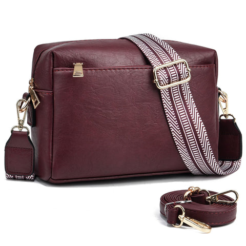 COCIFER Small Crossbody Bags for Women Vegan Leather Purses Women's Shoulder Handbags Wallet Satchel Cross Body Purse (N Burgundy)