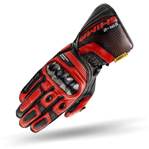 SHIMA STR-2 Motrocycle Gloves for Men - Touchscreen Summer Sport Leather Biker Riding Gloves with Protectors, Reinforced Palm (Black/Red, XXL)