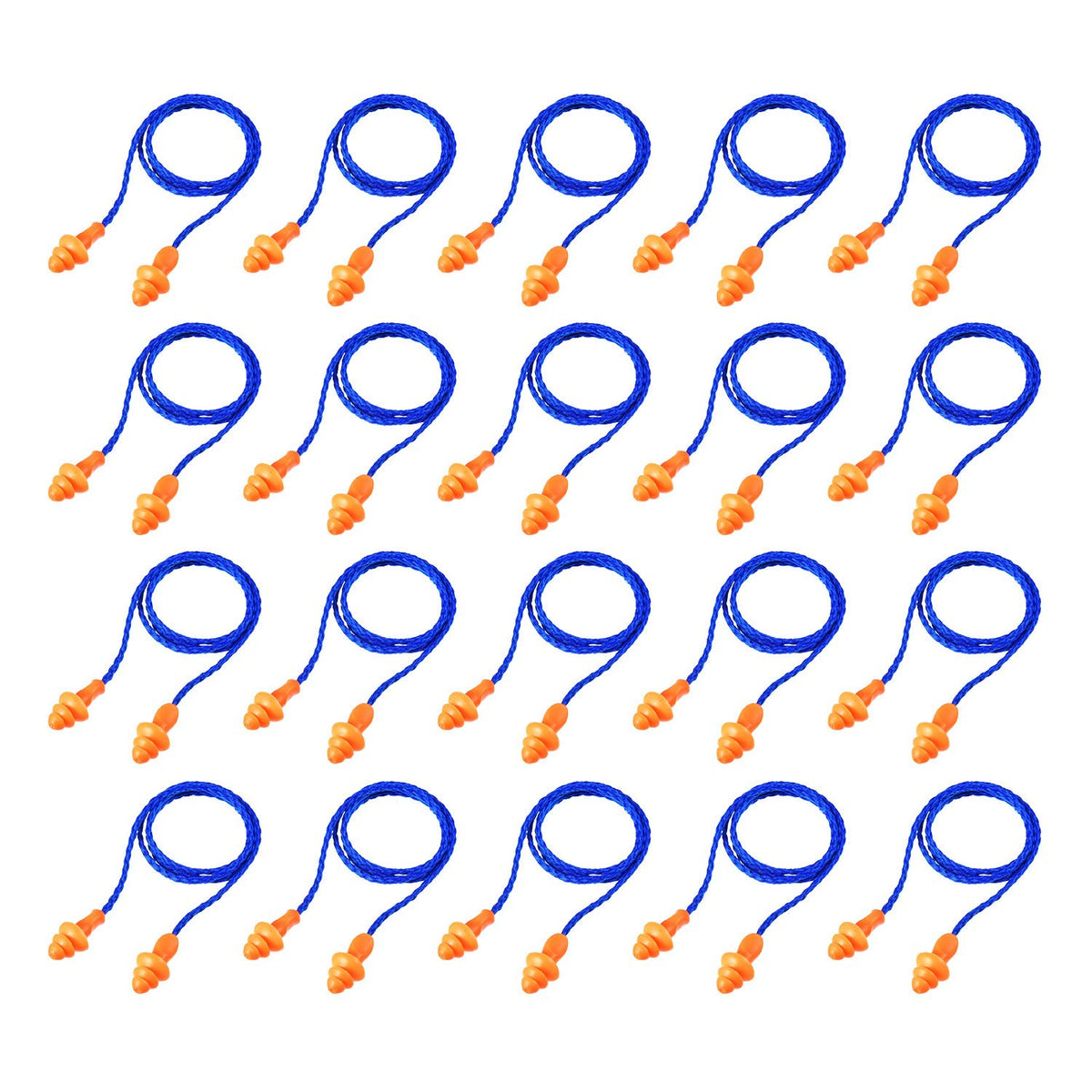 20 Pairs Corded Ear Plugs Reusable Silicone Earplugs with String Banded Ear Plug Sleep Noise Cancelling for Hearing Protection (Blue)
