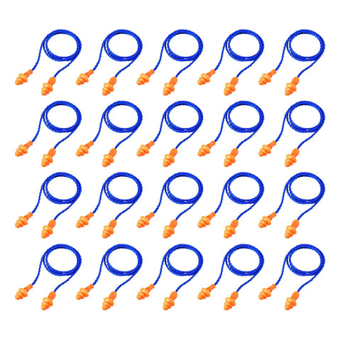 20 Pairs Corded Ear Plugs Reusable Silicone Earplugs with String Banded Ear Plug Sleep Noise Cancelling for Hearing Protection (Blue)