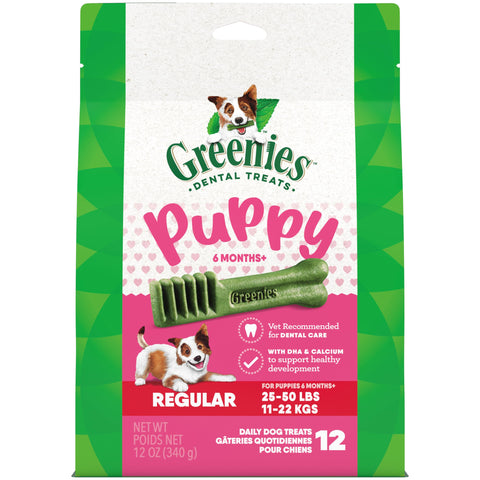 Greenies Puppy Regular Size Natural Dental Dog Treats, 12 oz. Pack (12 Treats)