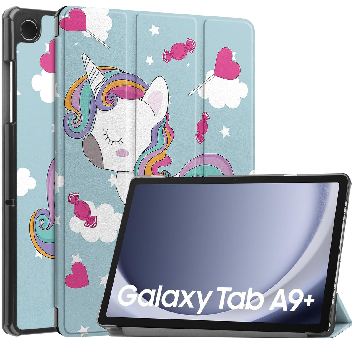 XITODA Case Cover for Samsung Galaxy Tab A9 Plus / A9+ (SM-X210/X216/X218) 11 Inch - PU Leather Flip Cover with Stand & Sleep / Wake Function, Unicorn