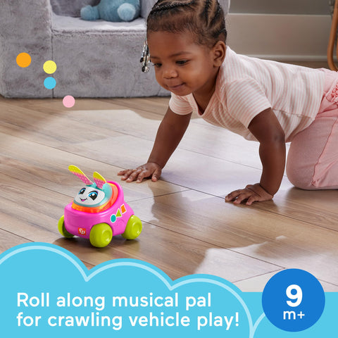 Fisher-Price DJ Buggy Baby Toy Car with Lights Music Sounds and Learning Songs for Crawling Play, Pink