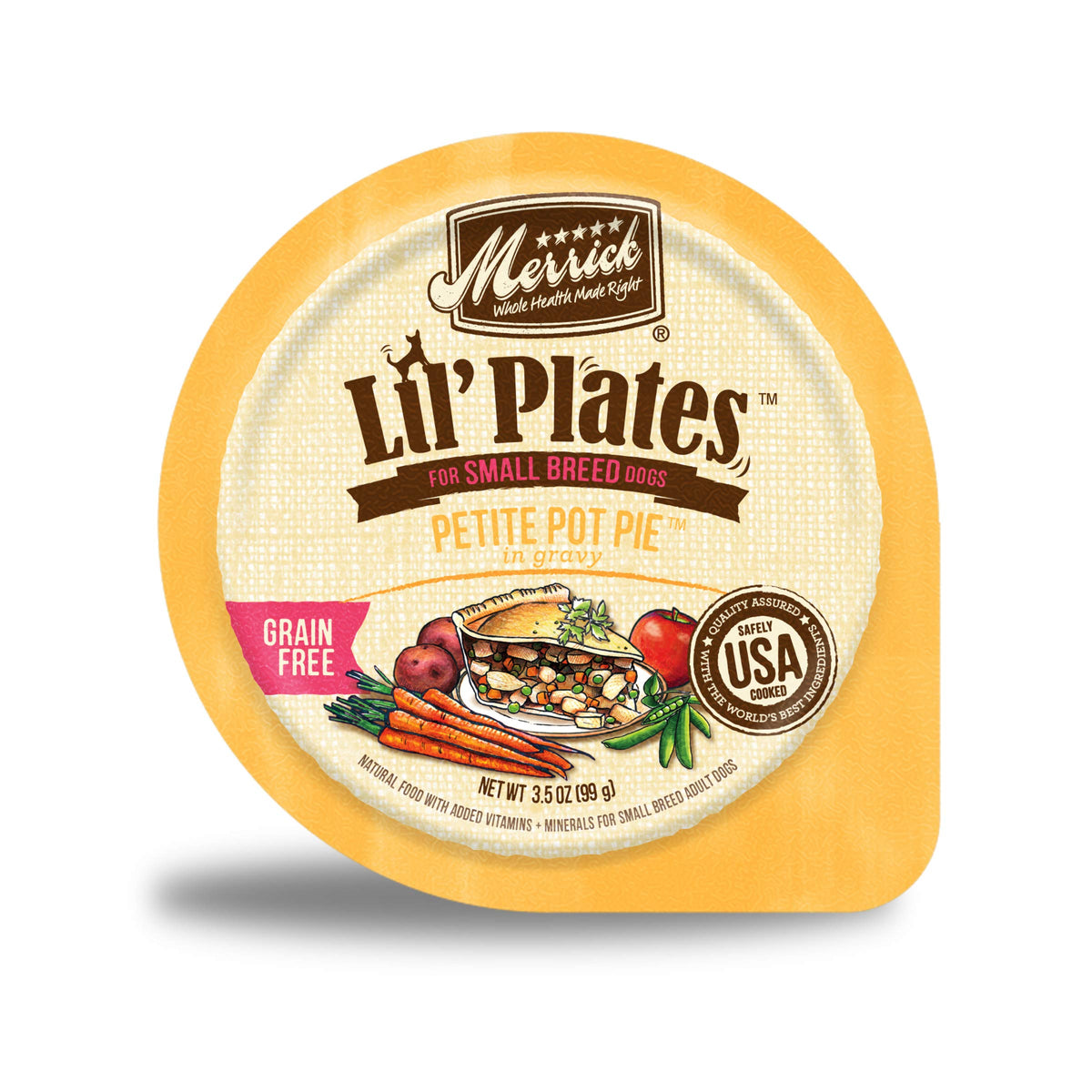 Merrick LilÃƒÆ’Ã†â€™Ãƒâ€šÃ‚Â¢ÃƒÆ’Ã‚Â¢ÃƒÂ¢Ã¢â€šÂ¬Ã…Â¡Ãƒâ€šÃ‚Â¬ÃƒÆ’Ã‚Â¢ÃƒÂ¢Ã¢â€šÂ¬Ã…Â¾Ãƒâ€šÃ‚Â¢ Plates Grain Free And Gluten Free Natural Wet Dog Food For Small Dogs, Soft Petite Pot Pie Recipe - (12) 3.5 oz. Tubs