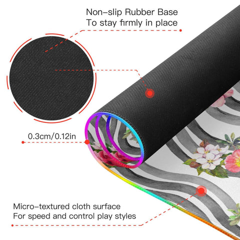 Anchor Flowers Sea Waves Wireless Charging Mouse Pad for Mobile Phone Extra Large Gaming Mousepad with 13 Lighting Modes Mouse Mat for Gaming MacBook PC Laptop Desk Office Home
