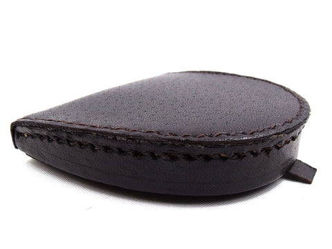 Mens Real Leather Coin Tray Purse LARGE 8cm x 9cm Coins Pouch Wallet (Dark Brown)