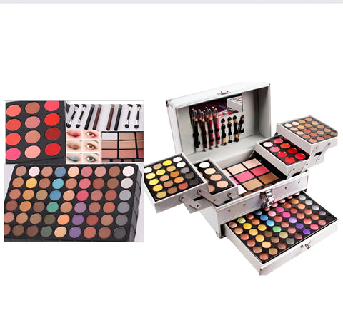 132 Colors All In One Ultimate Color Makeup Kit: Carry All Trunk with Cosmetic Contouring Palette, Concealer, Face Powder, Lip Gloss, Blusher, Contour Shade, Eye Liner, and Eyebrow Powder.