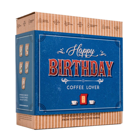 Gourmet Birthday Coffee Gift Set for Men & Women - 5 of The World's Finest Single Estate Specialty & Organic Coffees | Brew & Enjoy Anytime, Anywhere | Hamper Style Letterbox Gift Idea for Him & Her