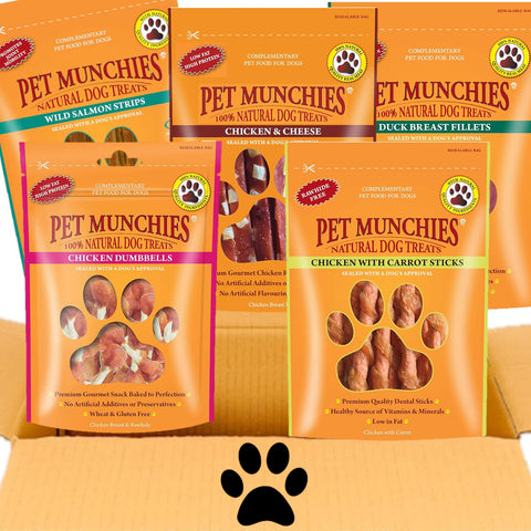 Pulla ÃƒÆ’Ã†â€™Ãƒâ€ Ã¢â‚¬â„¢ÃƒÆ’Ã‚Â¢ÃƒÂ¢Ã¢â‚¬Å¡Ã‚Â¬Ãƒâ€¦Ã‚Â¡ÃƒÆ’Ã†â€™ÃƒÂ¢Ã¢â€šÂ¬Ã…Â¡ÃƒÆ’Ã¢â‚¬Å¡Ãƒâ€šÃ‚Â® Premium Pet Munchies Dog Treat Variety Box, Chicken & Cheese, Duck Breast, Chicken Dumbbells, Chicken & Carrot, Salmon Strips. 5 Pack