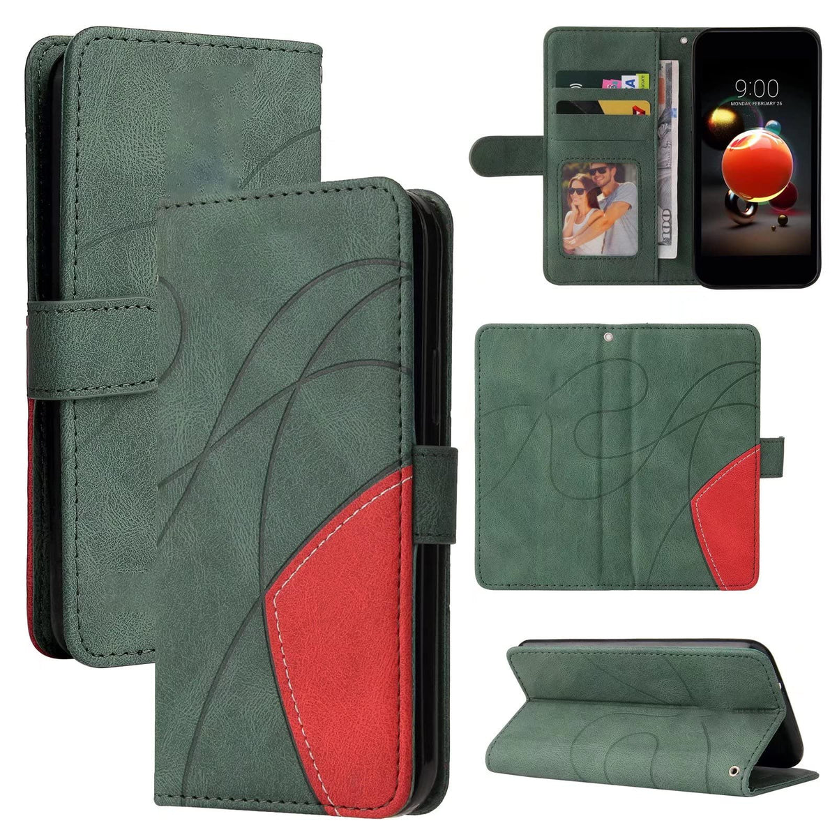Ttianfa Case Compatible for APPLE IPHONE 6S Wallet Flip case,[3 Card Slot] [Magnetic][stand] Stitching Two-Color strap PU Leather 360° Shockproof Flip Folio 2& Tempered screen Protector,black
