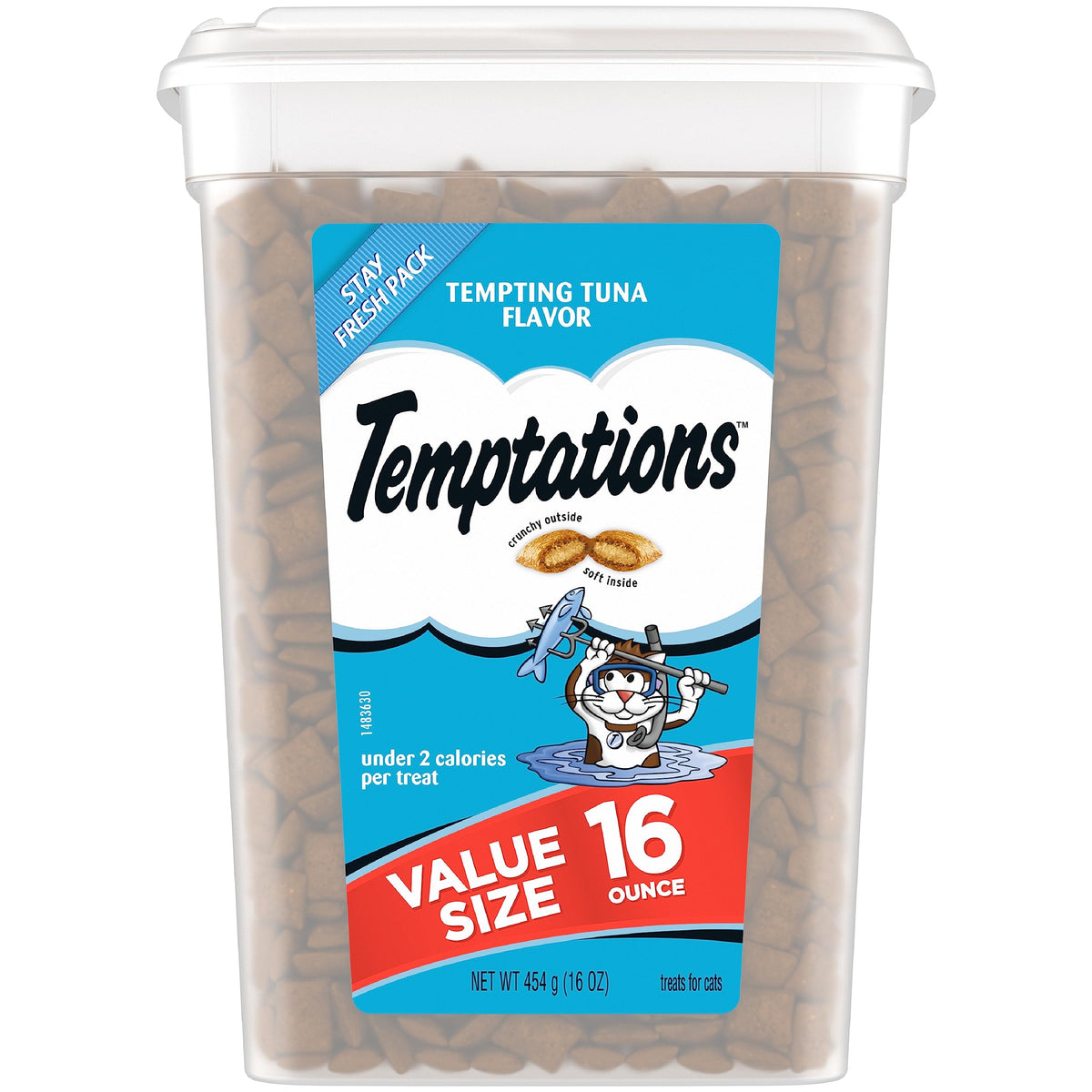TEMPTATIONS Classic Crunchy and Soft Cat Treats Tempting Tuna Flavor, 16 oz. Tub