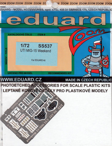 Eduard EDUSS537 1:72 Color Zoom PE - UTI MiG-15 Fagot (for use with The Model kit) Model KIT Accessory