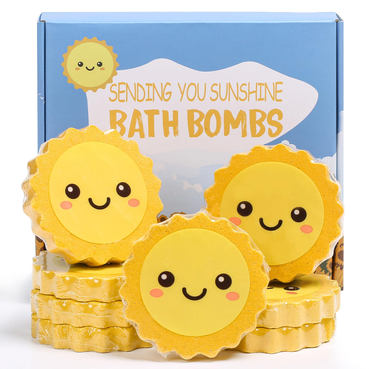 Sunshine Bath Bombs Gift Set,Bath Bombs for Kids,Sunflower Gift,8pcs Natural Fizz Effect Bath Bomb,Christmas Gifts for Kids,Bath Amazing Gift for Boys & Girls