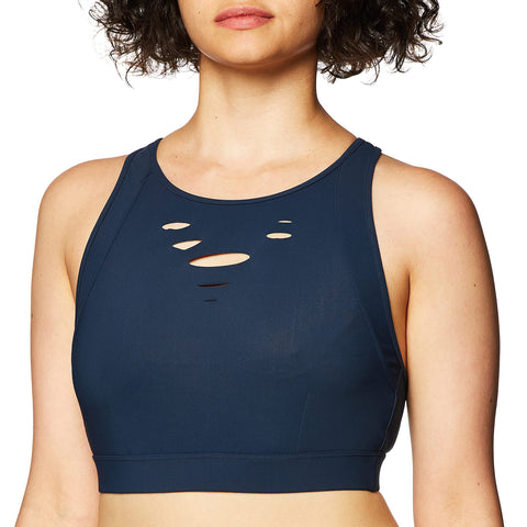 Alo Yoga Women's Ripped Warrior Bra, Rich Navy, L
