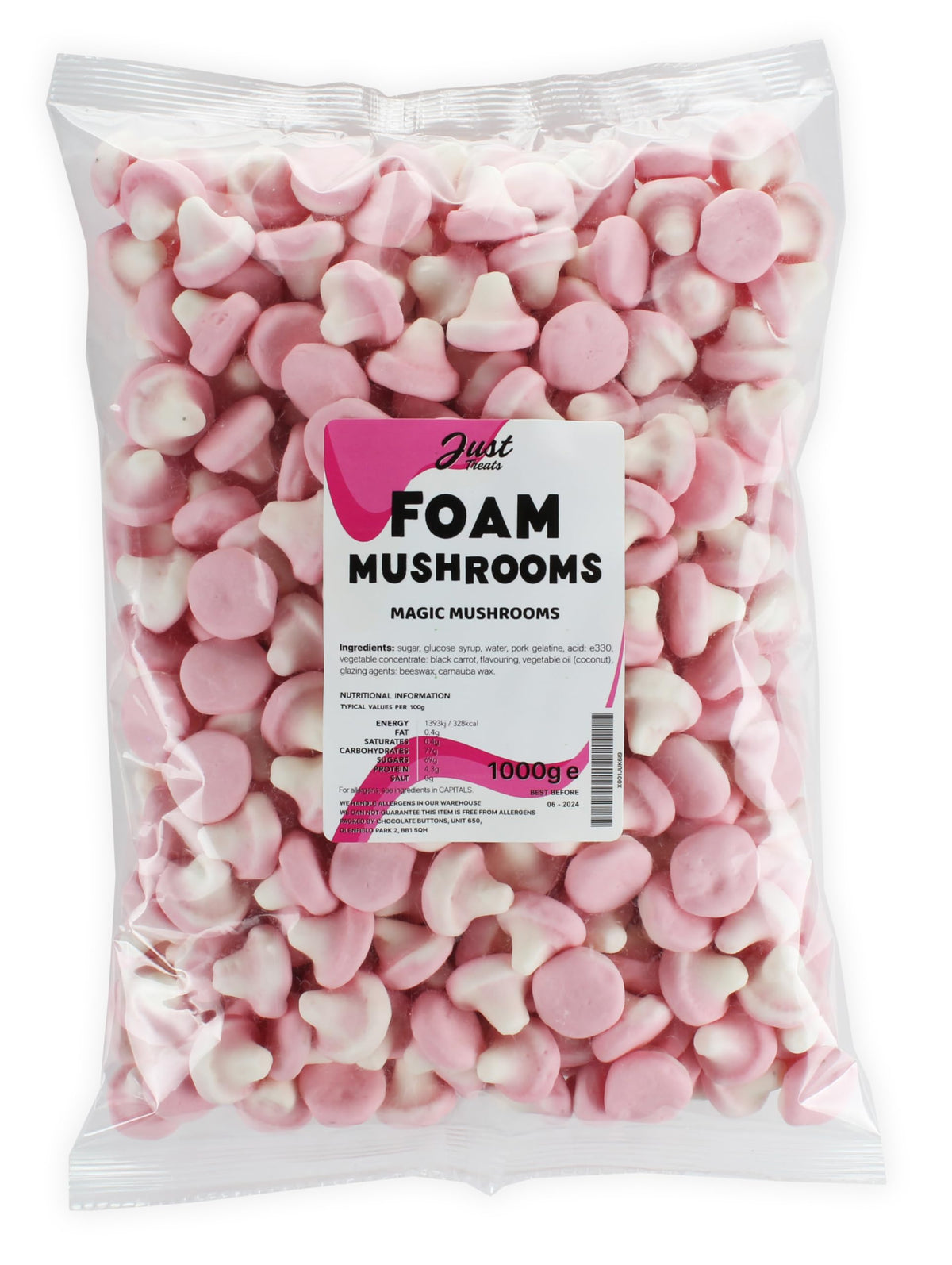 Just Treats Jelly Foam Mushrooms (1 Kilo Party Bag)