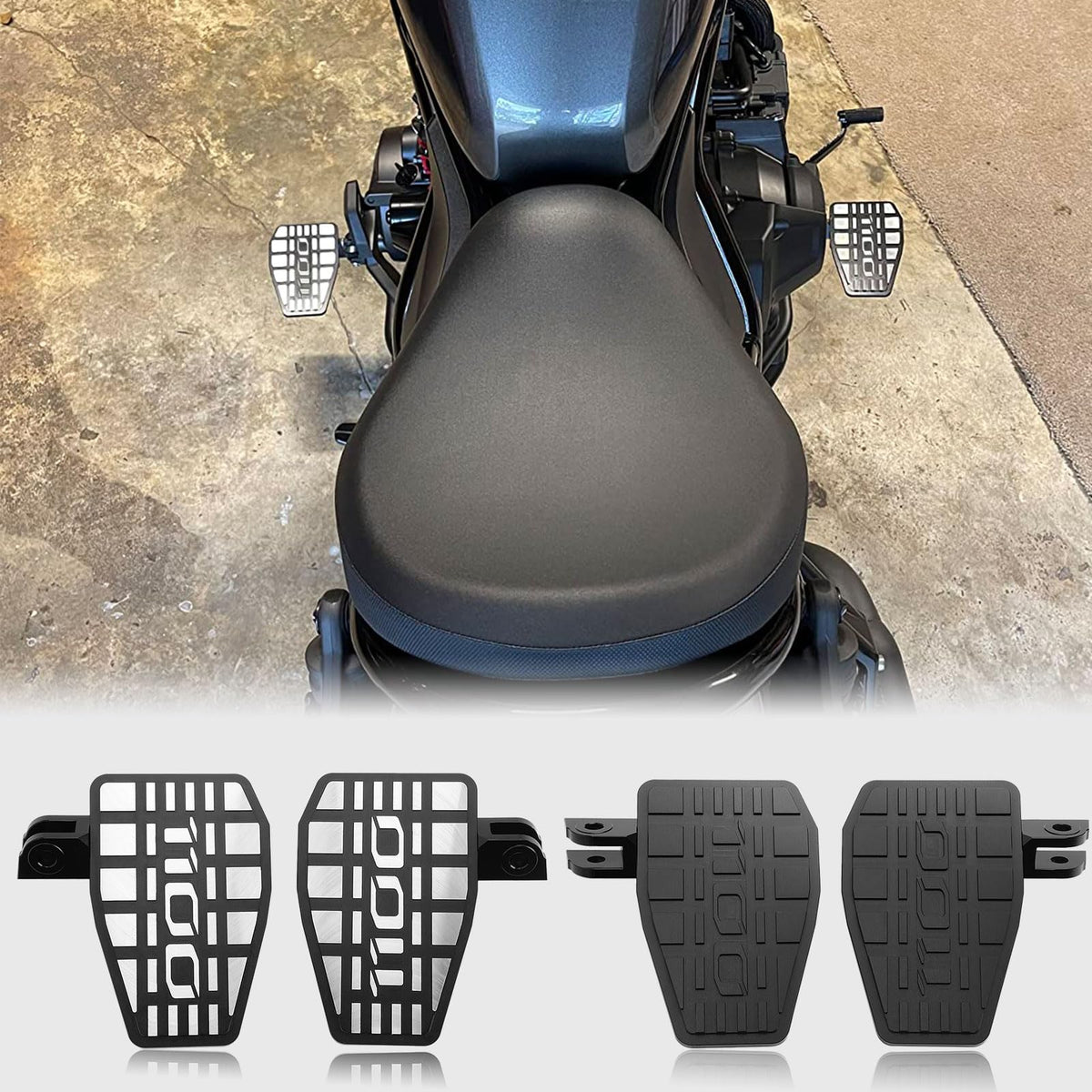 WOOGA Motorcycle Rider CNC Enlarge Footrests Foot Rest Pegs Wide Pedals fit for Ho&n&da Rebel CMX 1100 CMX1100/DCT Accessories 2021 2022 2023 2024 (Black)