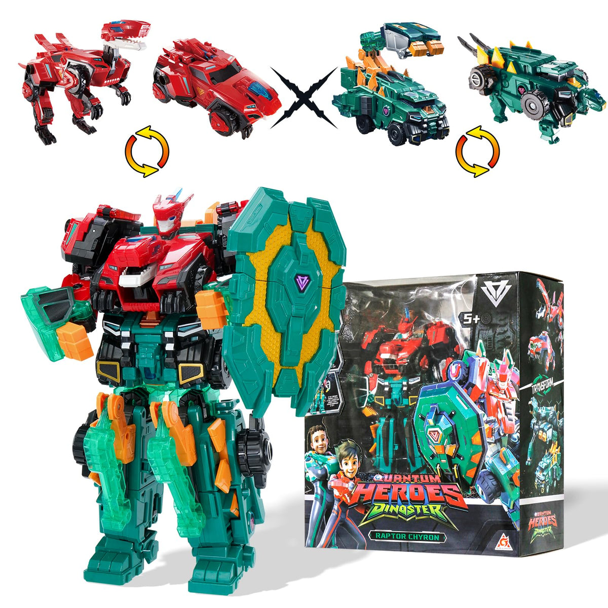 Robot Transformer 3 in 1 Raptor Chyron, 11.02 Inch, Robot Toys for Kids, Wagon, Dinosaur and Robot Transformer Toys for Boys and Girls 5 6 7 8 9 10 Years Old