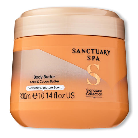 Sanctuary Spa Body Butter Women, No Mineral Oil, Cruelty Free & Vegan Cocoa Butter & Shea Butter Moisturiser, 300ml