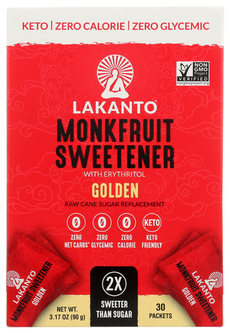 Lakanto Sugar Free Golden Monkfruit Sweetener, Packaging May Vary,3.17 Ounce (Pack of 8)