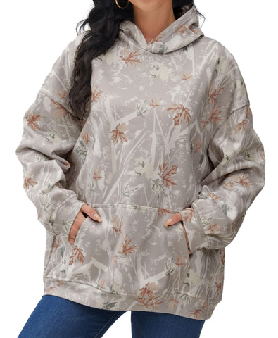 Eutten Womens Camo Hoodies Maple Leaf Print Oversized Sweatshirt Pullover Sweatshirts Long Sleeve with Pocket Fall Outfits