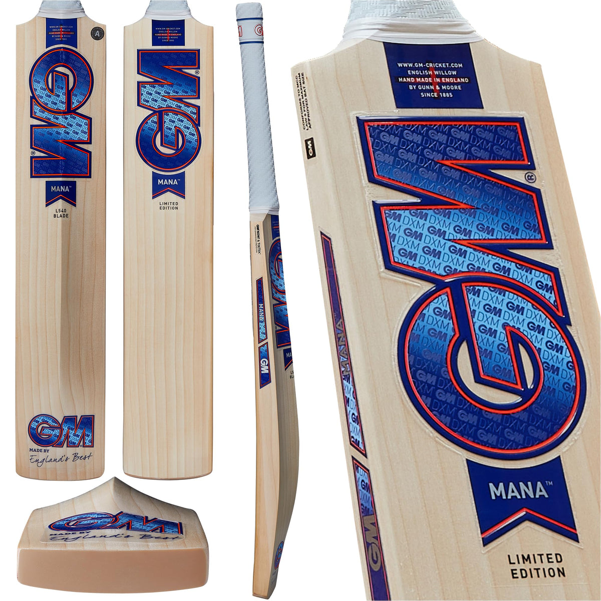 Gunn & Moore GM Cricket Bat | Mana 606 | Superior Grade 3 English Willow | DXM, ToeTek and NOW! | Full Size Short Handle Suitable for Players 175cm / 5' 9" & over